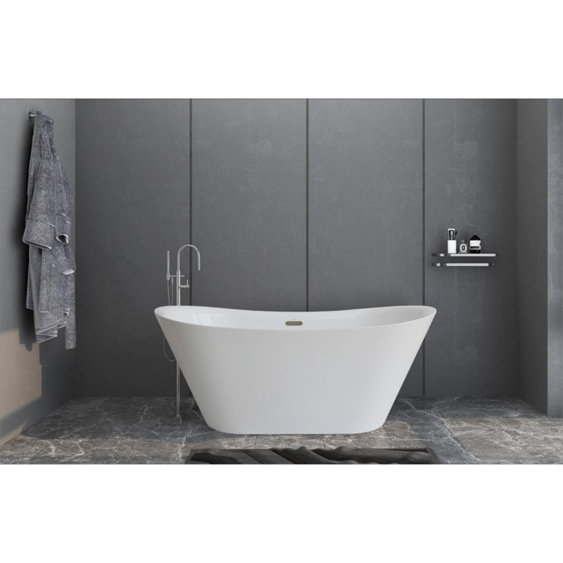 59'' x 28.75'' Freestanding Soaking Acrylic Bathtub