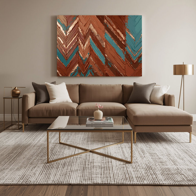 «Southwestern Patterns Navajo Chevron 220», art mural sur toile brune, H 20 po x l 24 po