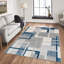 Tapis en polyester / polypropylène bleu moderne à motif géométrique abstrait Ethan Ethan - salon et chambre à coucher-1815844153