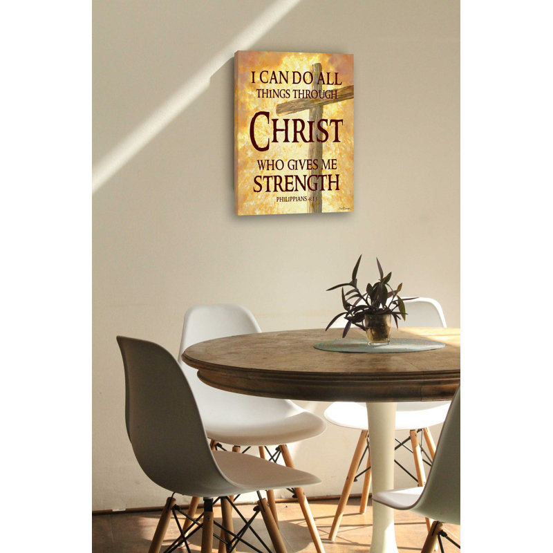 Toutes les choses à travers le Christ, art mural sur toile, H 24 po x l 18 po x P 0,75 po