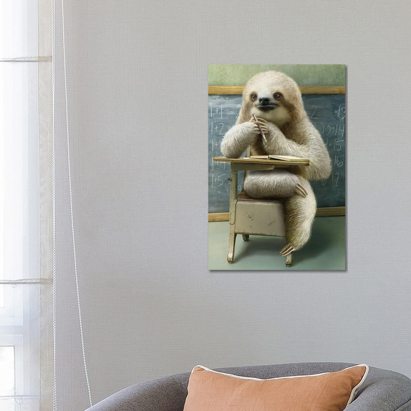 Sloth In Class by Adam Lawless - Wrapped Canvas Gallery-Wrapped Canvas Giclée, 66.04 cm H x 45.72 cm W x 1.91 cm D
