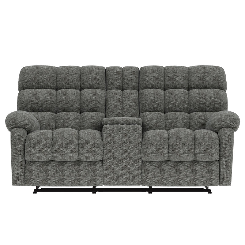 Causeuse double inclinable avec console, chenille grise, Grey