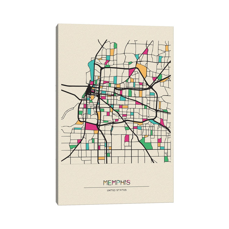 Memphis, Tennessee Map by Ayse Deniz Akerman - Wrapped Canvas Print, 66.04 cm H x 45.72 cm W x 3.175 cm D