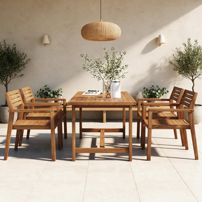 5-Piece Outdoor Acacia Wood Outdoor Dining Set Of 4