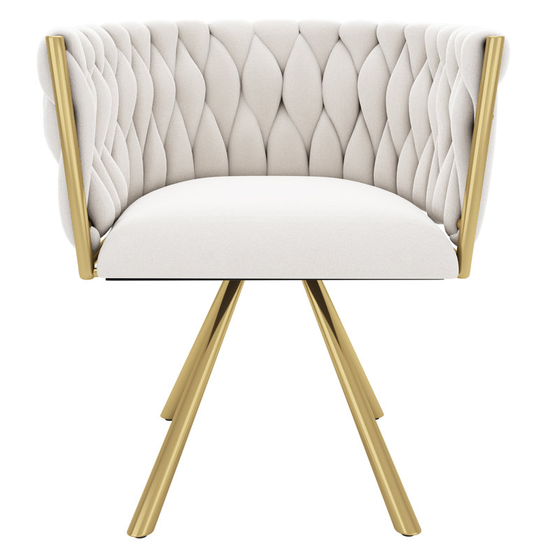 Authneil Velvet Metal Armchair, Beige, Gold, 2