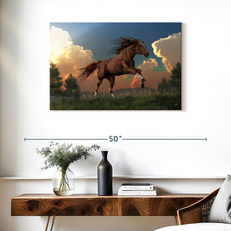 Cheval qui court librement, H 24 po x l 36 po