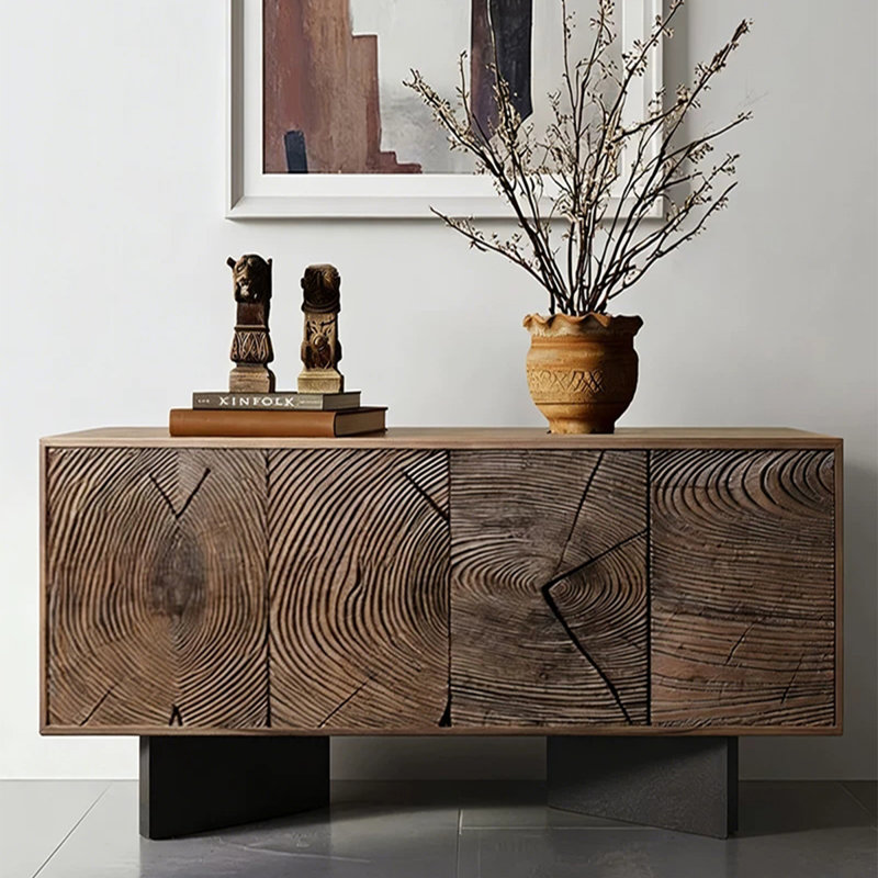 Buffet rétro en bois manufacturé brun-noisette, 55.12