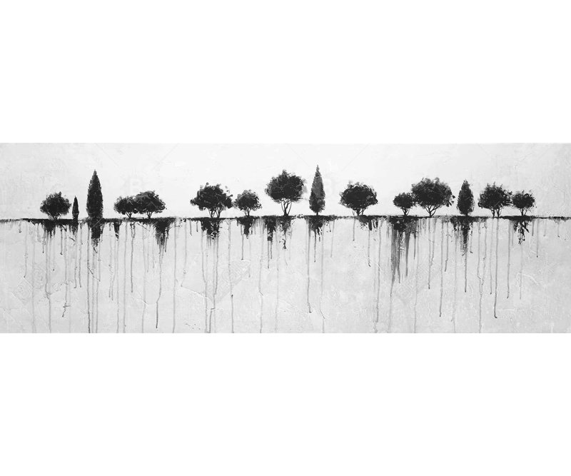 Paysages de chambre à coucher - Toile encadrée industrielle: arbres noirs abstraits