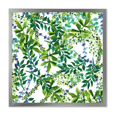 " Green Herbs And Leaves On White " Painting Print