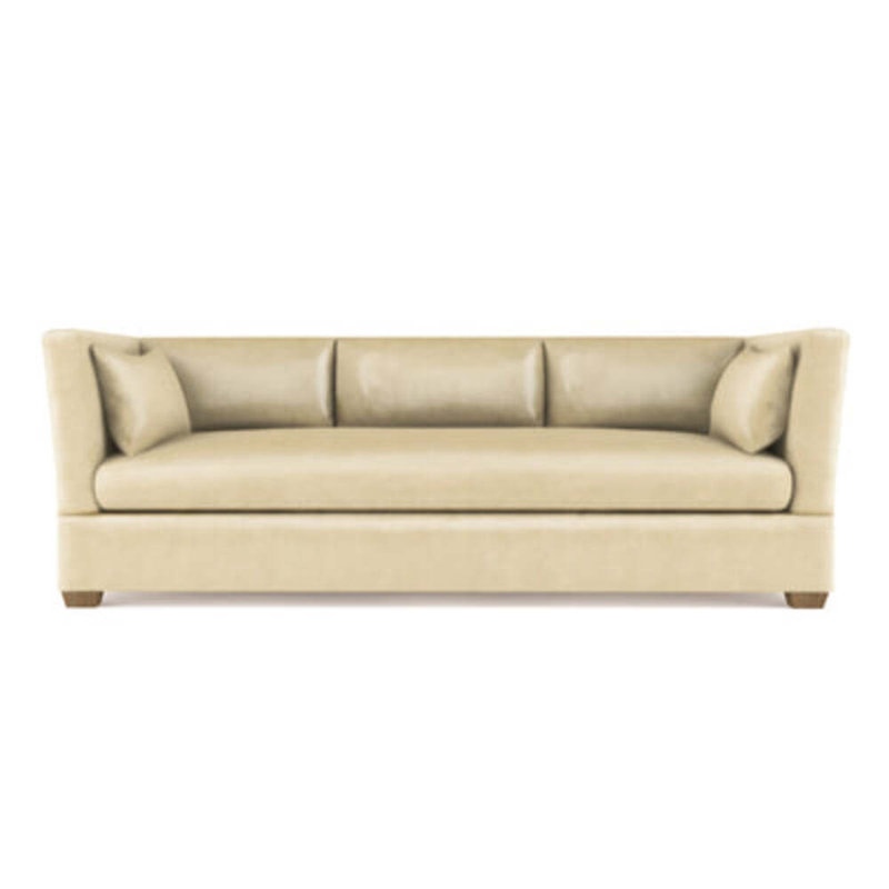 Rivington Flare Square Track-Arm Sofa, Vintage Leather Alabaster, 31" H x 96" W x 37" D, Weathered
