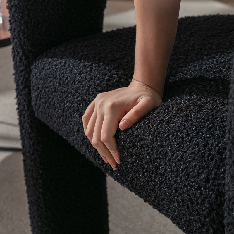 Chaise avec accoudoirs en fer Dalpat, Sherpa noir