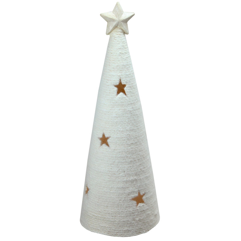25.5" White LED Lighted Tree with Star Cutout Christmas Tabletop Decor