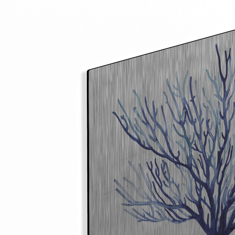 «Azure Fan II» par Grace Popp, art mural en métal, H 12 po x l 16 po