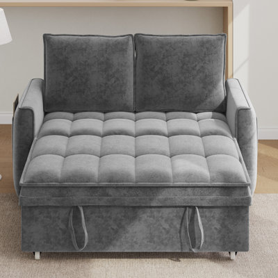 Twin Convertible Sleeper Sofa Bed Tufted Loveseat Small Room Couch