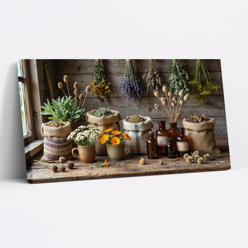Ensemble de 1 tableau sur toile de style jardin rustique, L 40 po x H 20 po, Toile tendue