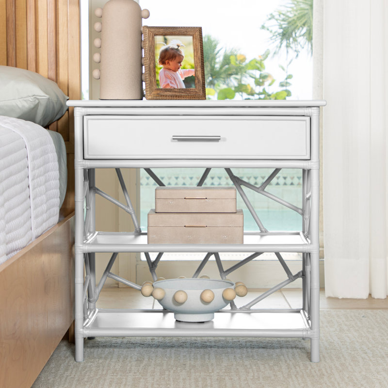 End Table with Storage, White