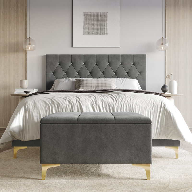 Ensemble de chambre à coucher 2 pièces Gatsby, Gris clair, Double
