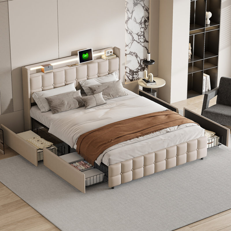 Bed, Beige, Super King (6')