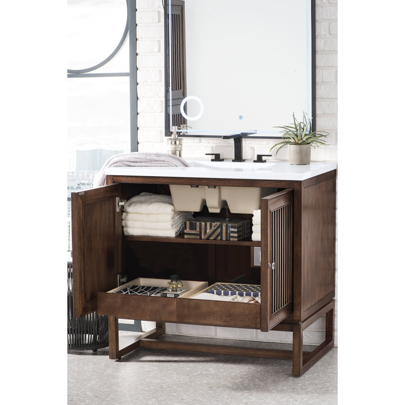 Athens 36'' W Single Vanity, Ethereal Noctis, 8" Widespread, Glossy White