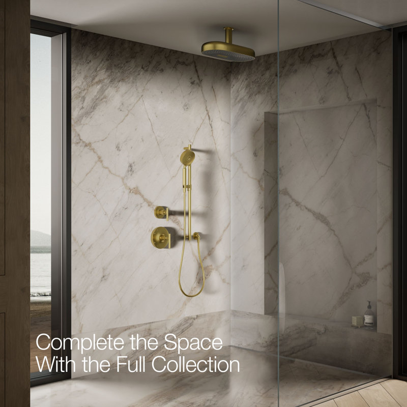 Statement™ 18" 2.5 GPM Oblong Rainhead, Vibrant Brushed Moderne Brass