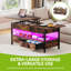 Lift Top Coffee Table with Storage and LED Lighting