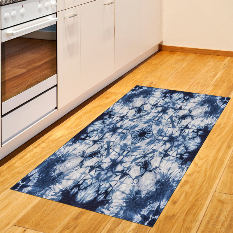 Indigo Paisley High Density Long Fiber Poly Threads Decorative Area Rug Carpet, Rectangle 2'7" x 5'