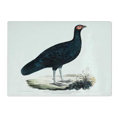 Tempered Glass Purple Pheasant by John Edward Gray Chopping Board