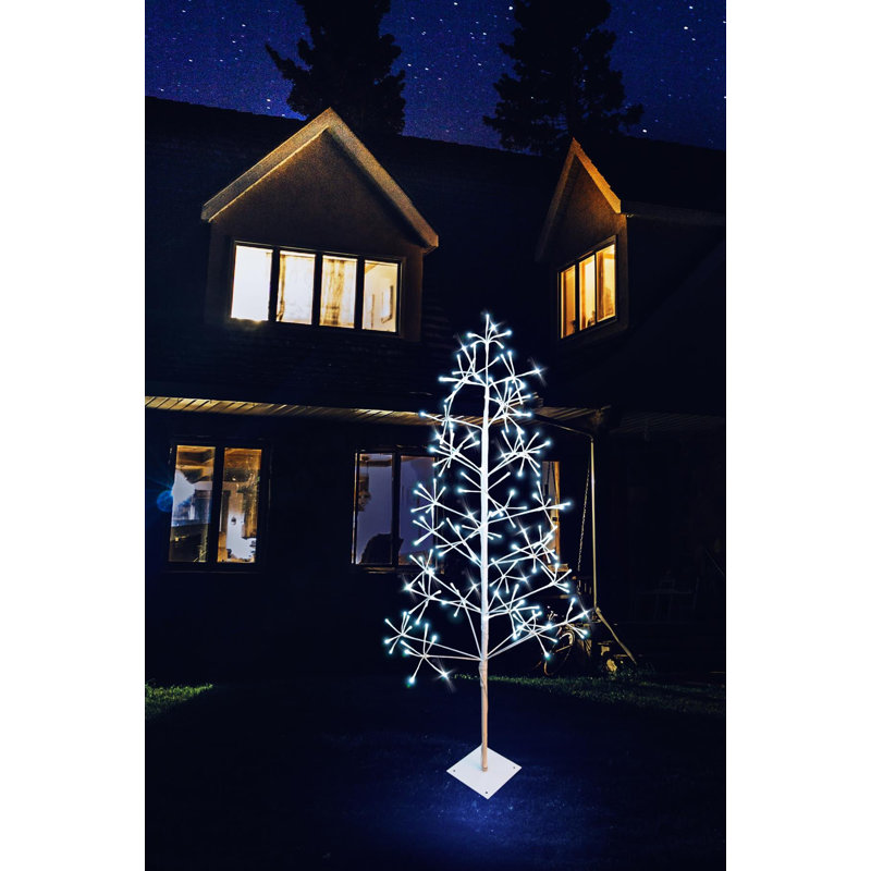 White Pre-Lit Artificial Twig Christmas Trees with Cool White LEDs, 3 ft.