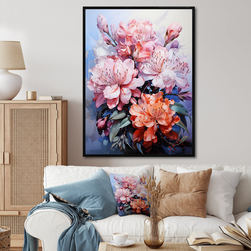 Rhododendron Pink Collage I, reproduction d'art sur toile, Noir, H 20 po x l 12 po x P 1 po
