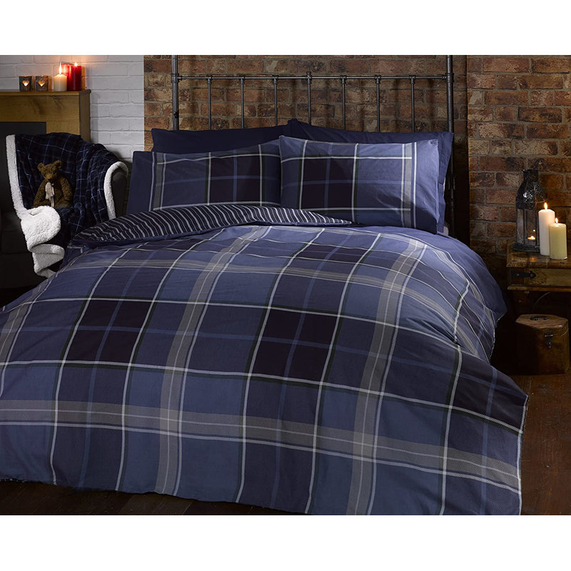 Goodrich Cotton Blend Duvet Cover with Pillowcases, Double Duvet Cover + 2 Standard Pillowcases, Blue