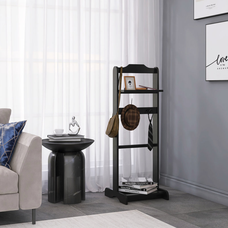 Support à vêtements portable Accent, porte-vêtements avec organisateur de rangement, finition noire élégante pour les maisons modernes