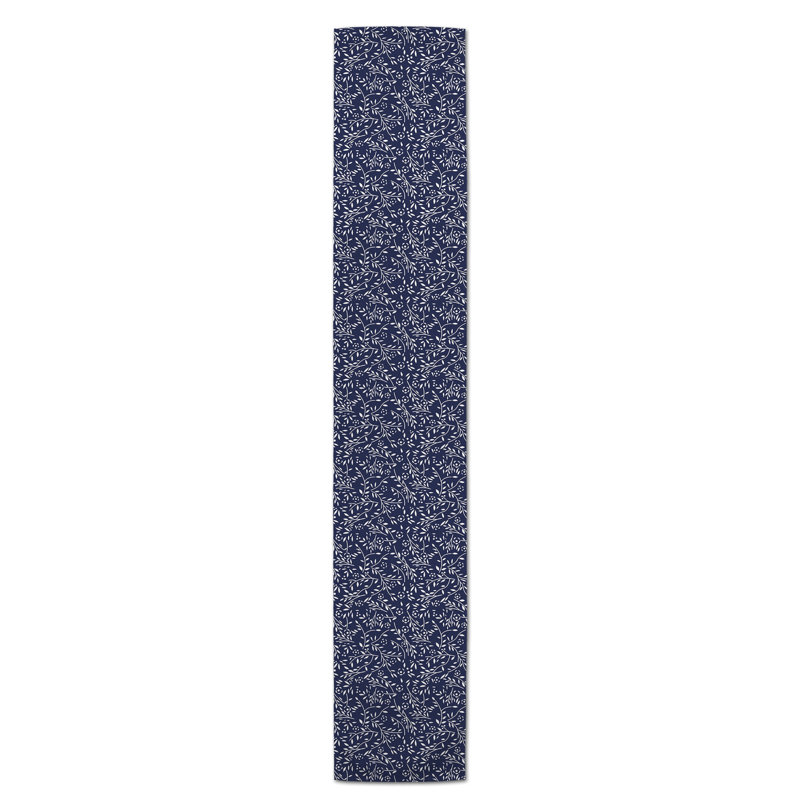 Chemin de table Maribeth, 72 po x 16 po, Bleu marine, Floral