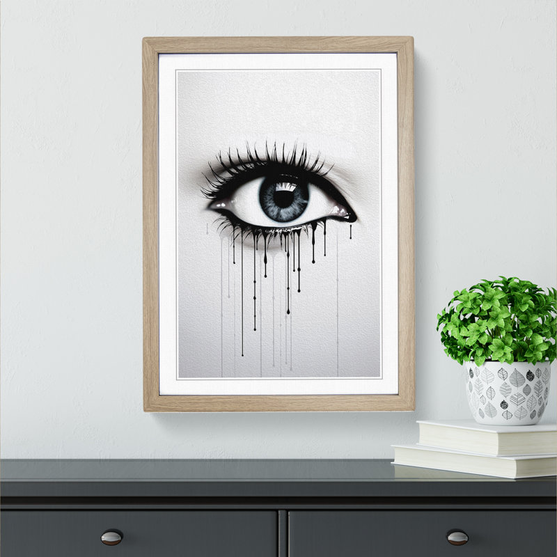 Eye Minimalism - Single Picture Frame Print on Wood, Oak, 46cm H x 34cm W x 2cm D