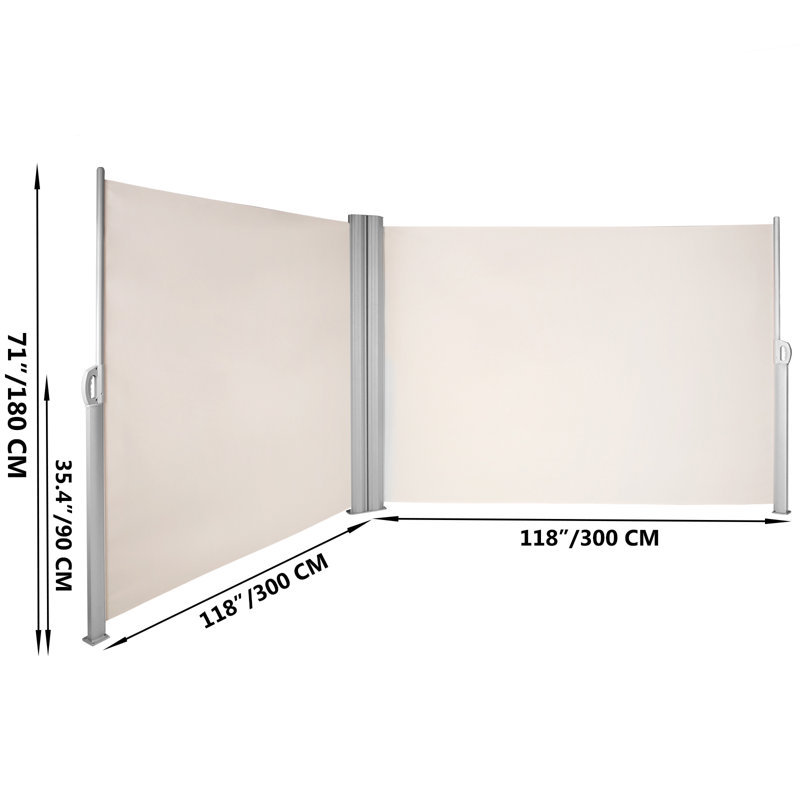 Auvent latéral rétractable manuel l 19 pi 6 po x P 1 pi, Beige