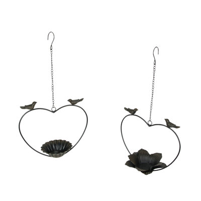 Ensemble de 2 pots à fleurs suspendus en métal brun rustique Jadoir