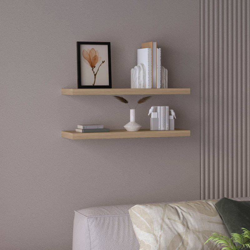 Ensemble de 2 tablettes flottantes Amoroso , Pin pâle