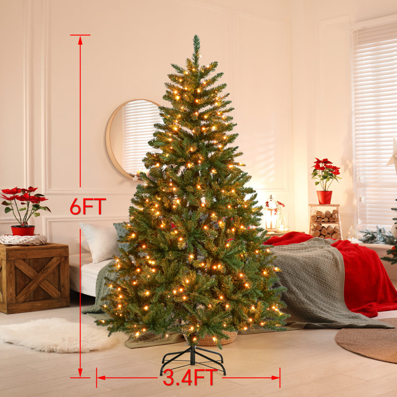 Arbre de Noël 7,5 pi pré-éclairé en PVC, arbre de Noël artificiel à changement de couleur RVB, 7.5ft