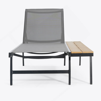 CHAISE LOUNGE WITH ATTACHED WOOD SIDE TABLE, 1PC, (62756.00BLK)