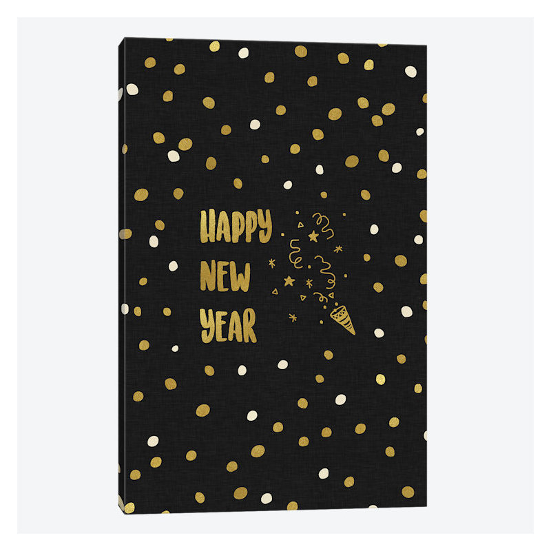 « happy new year », art textuel sur toile, H 18 po x l 12 po x P 1,5 po