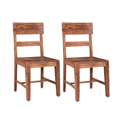 Ensemble de deux chaises d'appoint à dossier en bois brun