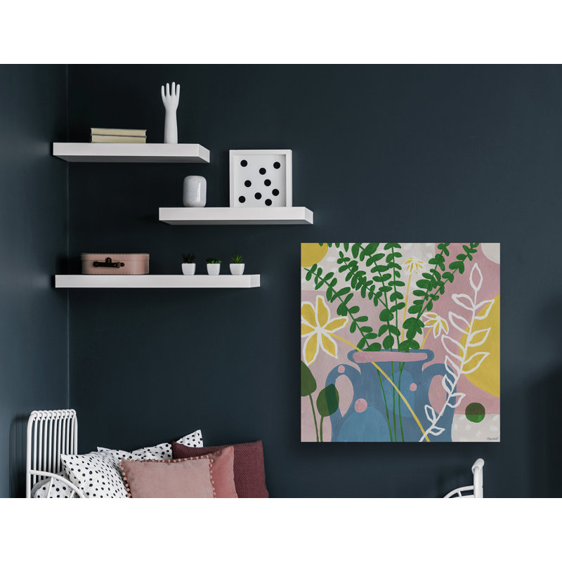 Reproduction d’art sur toile tendue à feuilles rondes, H 18 po x l 18 po x 1,5 po