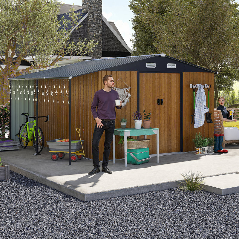 10x12 Ft Outdoor Storage Shed, Extra Large Metal Shed with Lockable Doors, Windows, Outside Steel Tiny House Ideal for Garden, Backyard, Patio Utility, Tool Storage, Chicken Coops