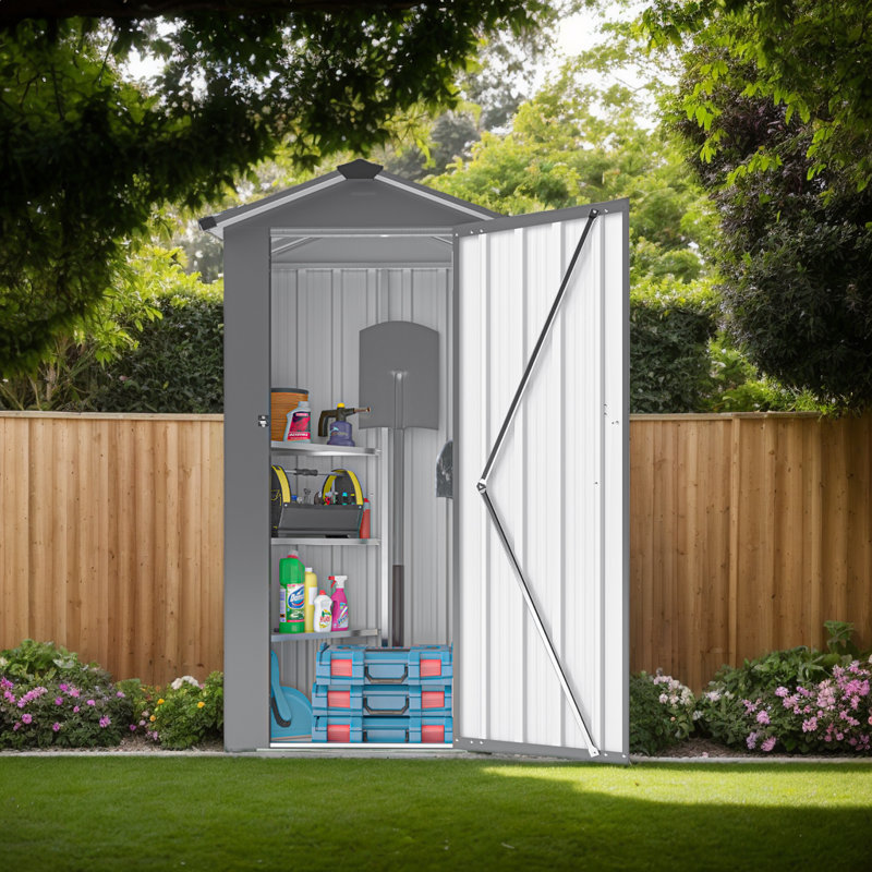 Small Metal Compact Garden Shed, Galvanized Iron with Waterproof Design & Solid Lock System