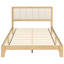 Structure de lit double avec tête de lit, lit plateforme double avec lattes de bois, aucun sommier requis, assemblage facile, finition chêne moderne de style Mid-Century-1649690320-1649690318