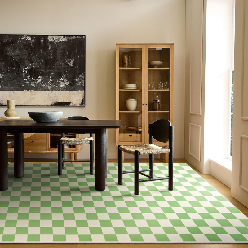 Tapis à carreaux lavables pour tapis de salon, Rectangle 6 pi x 9 pi