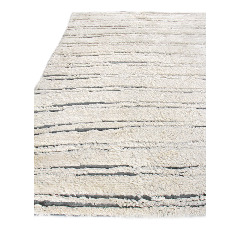Moroccan Wool Striped Area Rug, Rectangle 6' x 9'