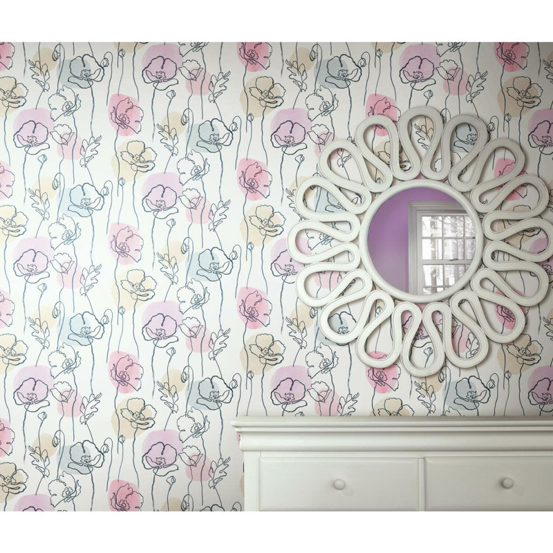 Papier peint peler et coller Lisa, Blanc/rose