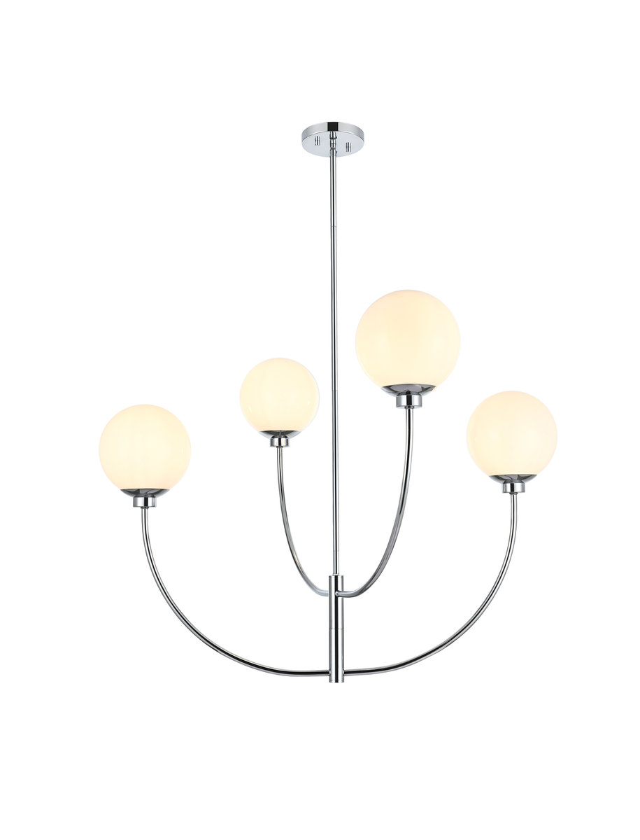 Kyle 4-Light Chandelier, 27" H x 36" W x 36" D, Chrome