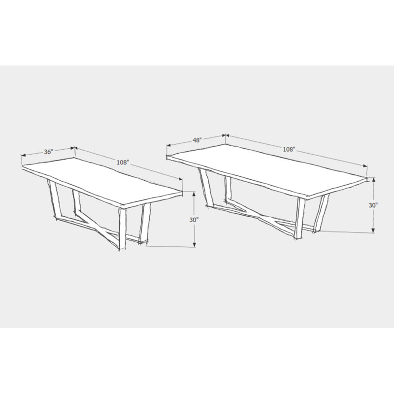 Gax Walnut Wood Dining Table, 36" W x 108" L, Polished Stainless Steel