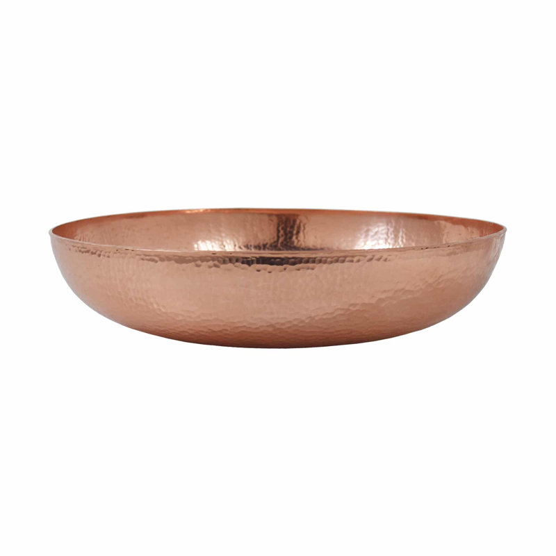 Maestro Copper Circular Vessel Bathroom Sink, Polished Copper